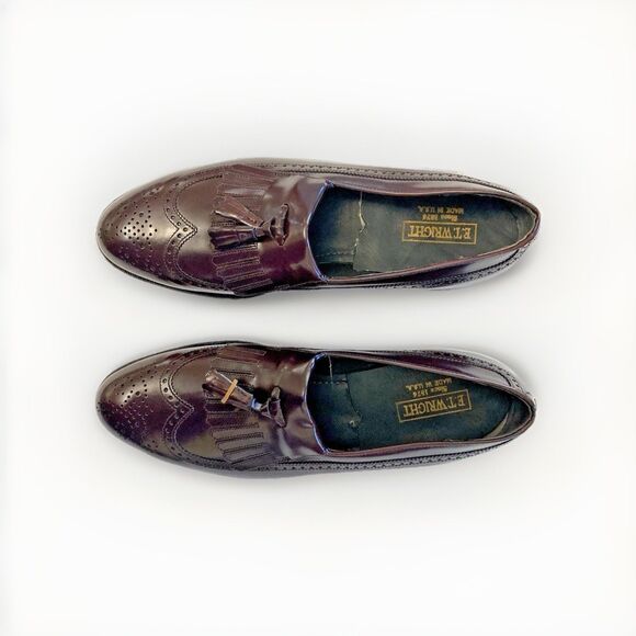 ET Wright Mens Leather Wing Tip Brogue Kiltie Tassel Loafers Burgundy US 9 D NIB main image 16